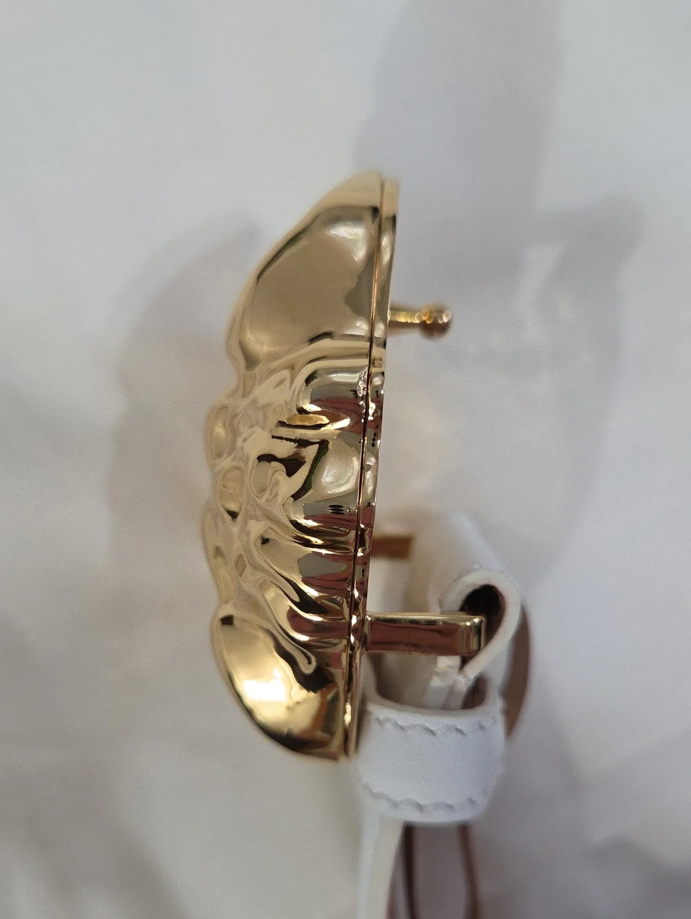 Versace White Leather Belt with Gold 3D Medusa Buckle
